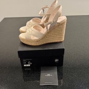 Coach Dottie Women's Wedge Sandals in Chalk 8.5
